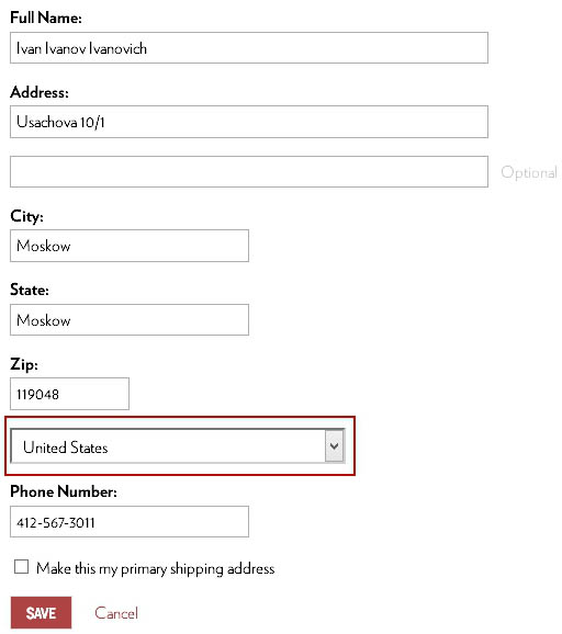 Как заполнять billing и shipping адрес third