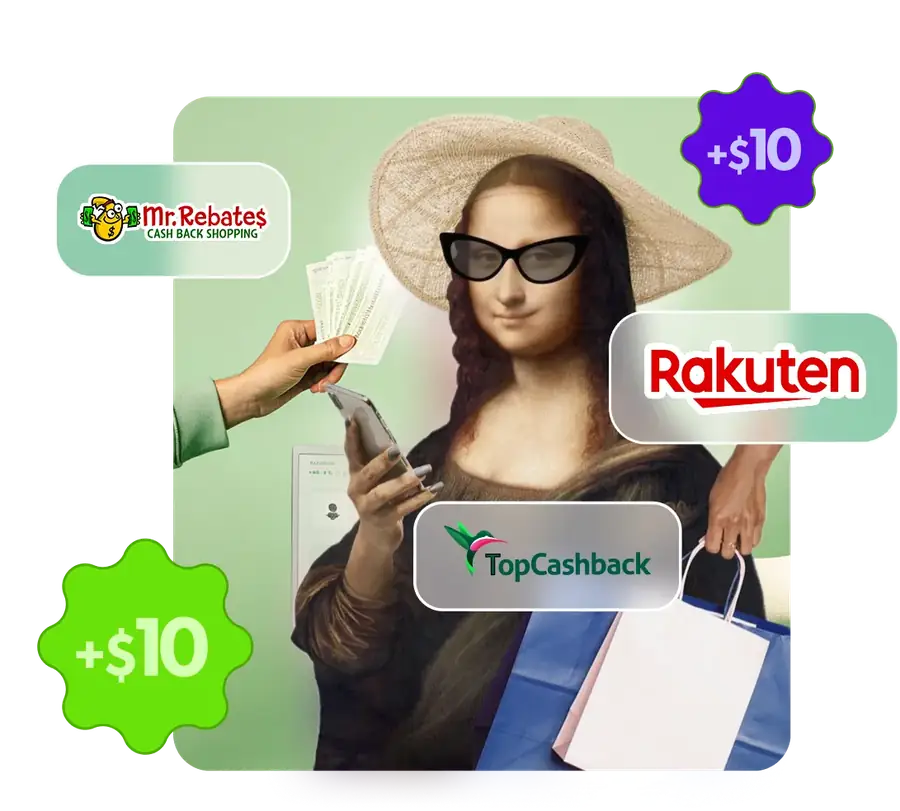 Cashback services Mr.Rebates, Rakuten, TopCashback