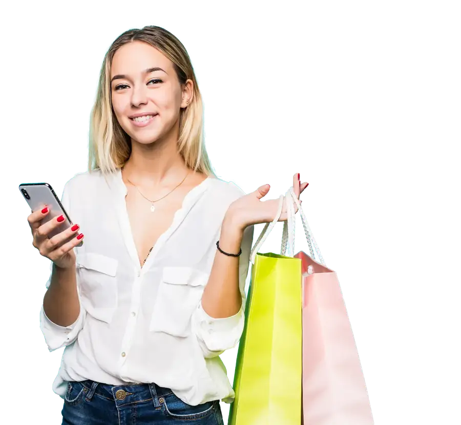 Girl with shopping from the US