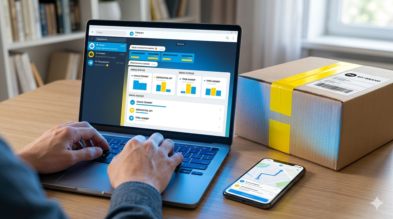 Автоматизация заказов через Telegram-бот и API — статусы, трек-номер, white-label посылка