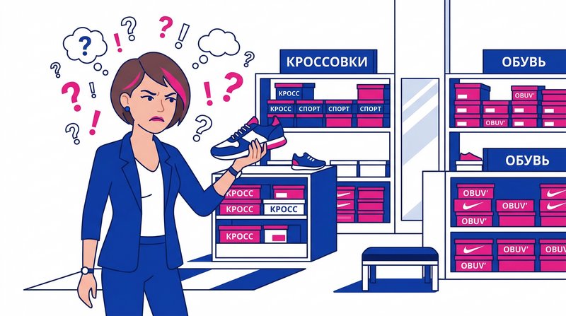 Покупательница в магазине кроссовок